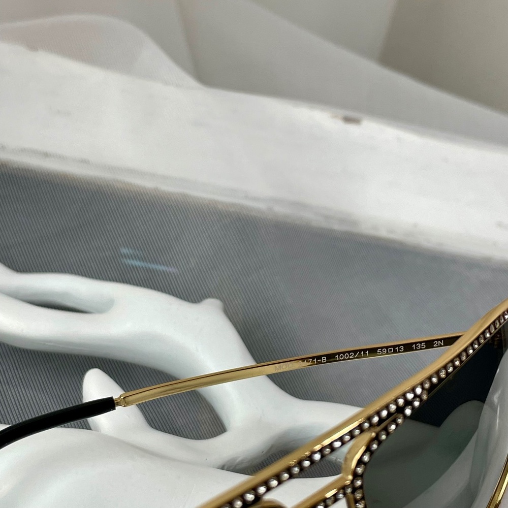 Versace Gold Crystal Aviator Sunglasses - Picture 10 of 12